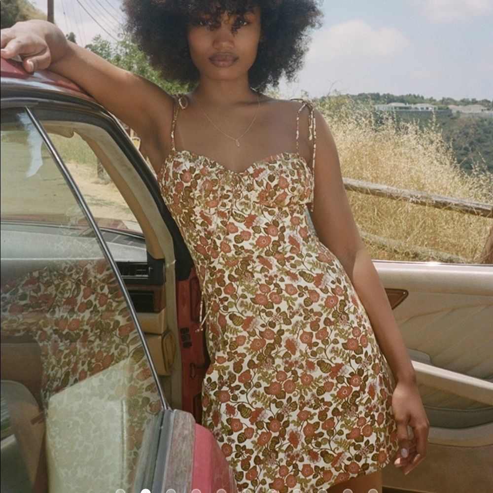 Realisation Par The Devon Silk Mini Dress in 70s Floral XL